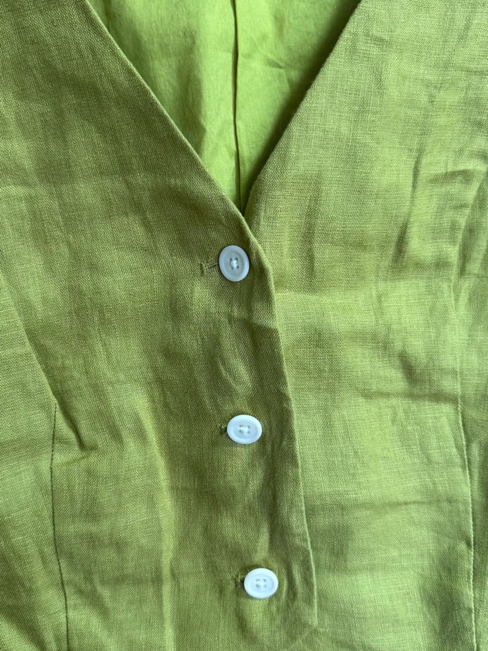 Madewell Olive Green Linen-Blend Button Front Vest - Picture 4 of 4